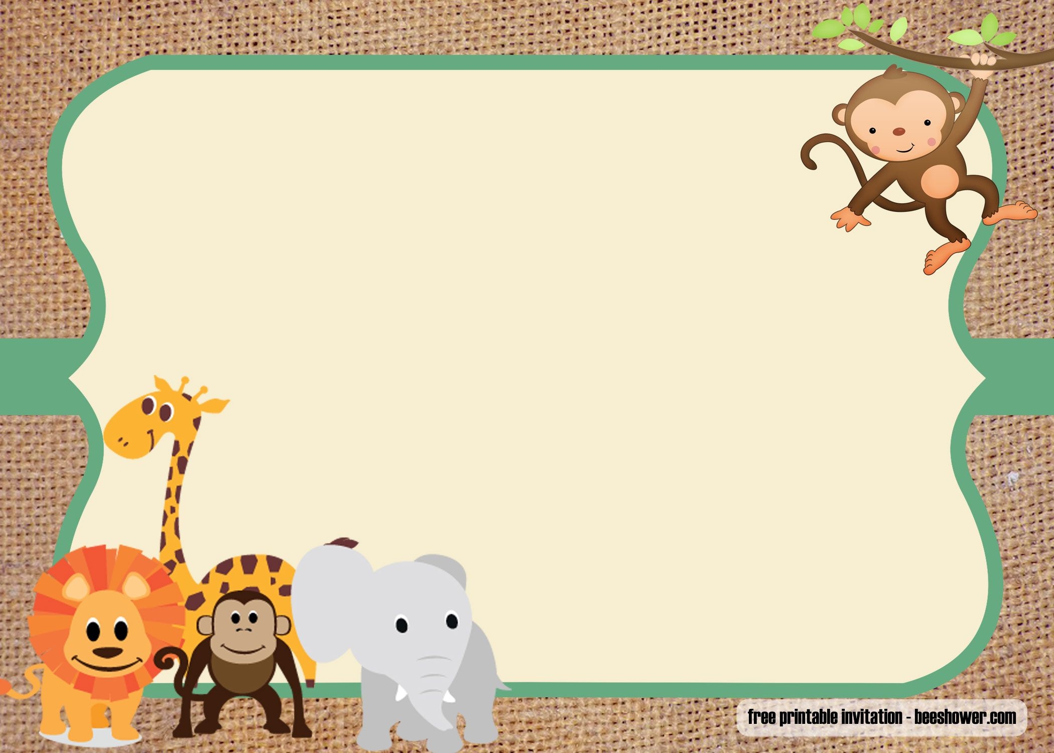 Jungle Theme Blank Safari Invitation Template