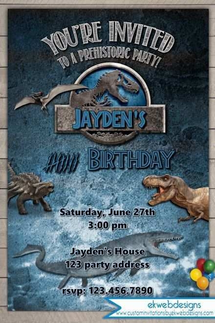 Jurassic Park Birthday Invitation Template Cards Design Templates