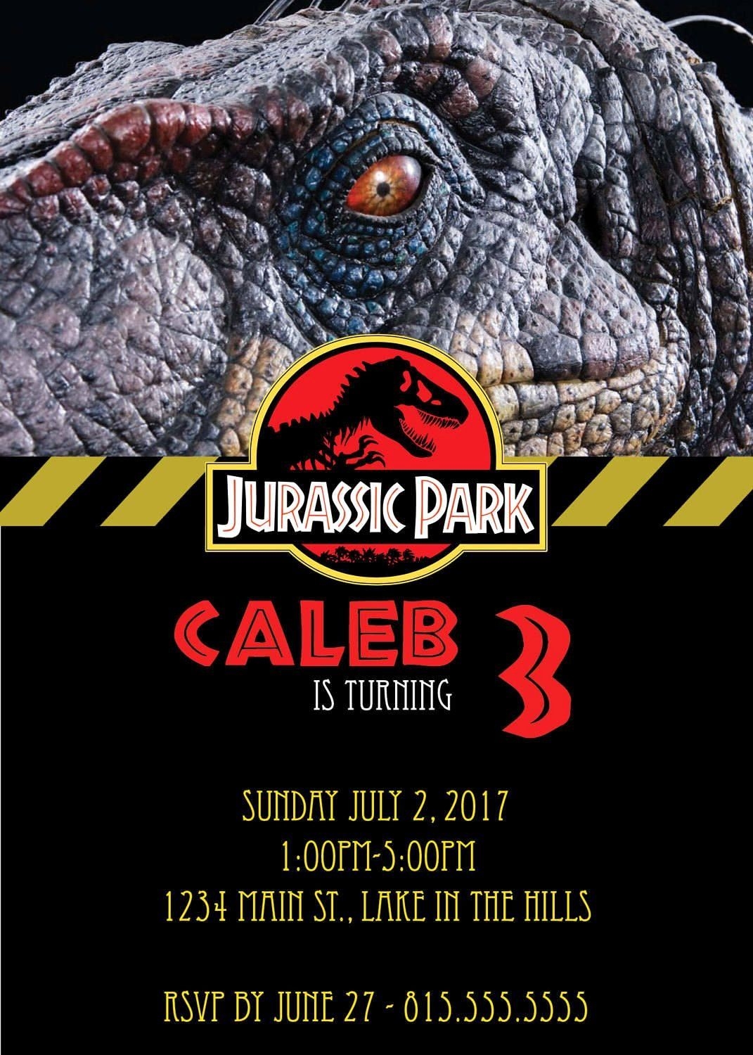 jurassic park birthday invitation template