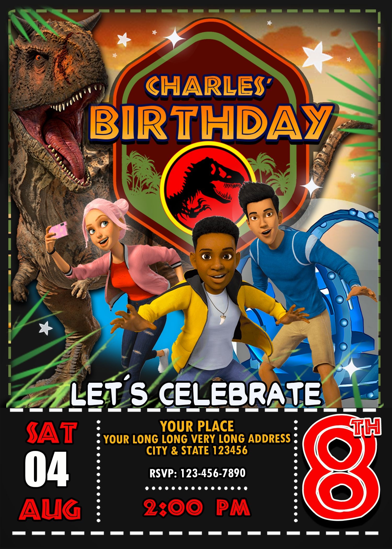 jurassic world party invite template