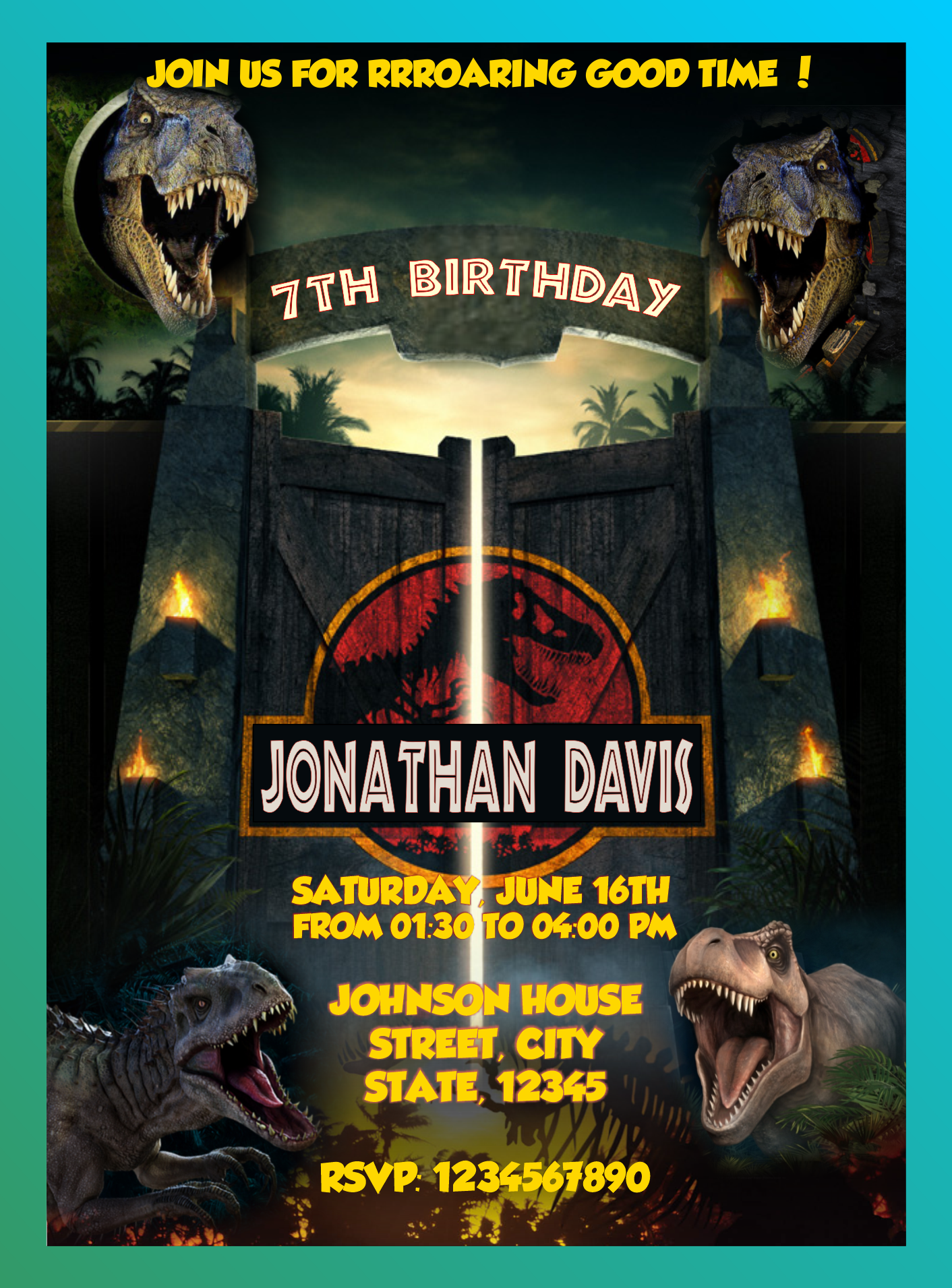 Jurassic World Birthday Invitation Jurassic World Party Invitation 
