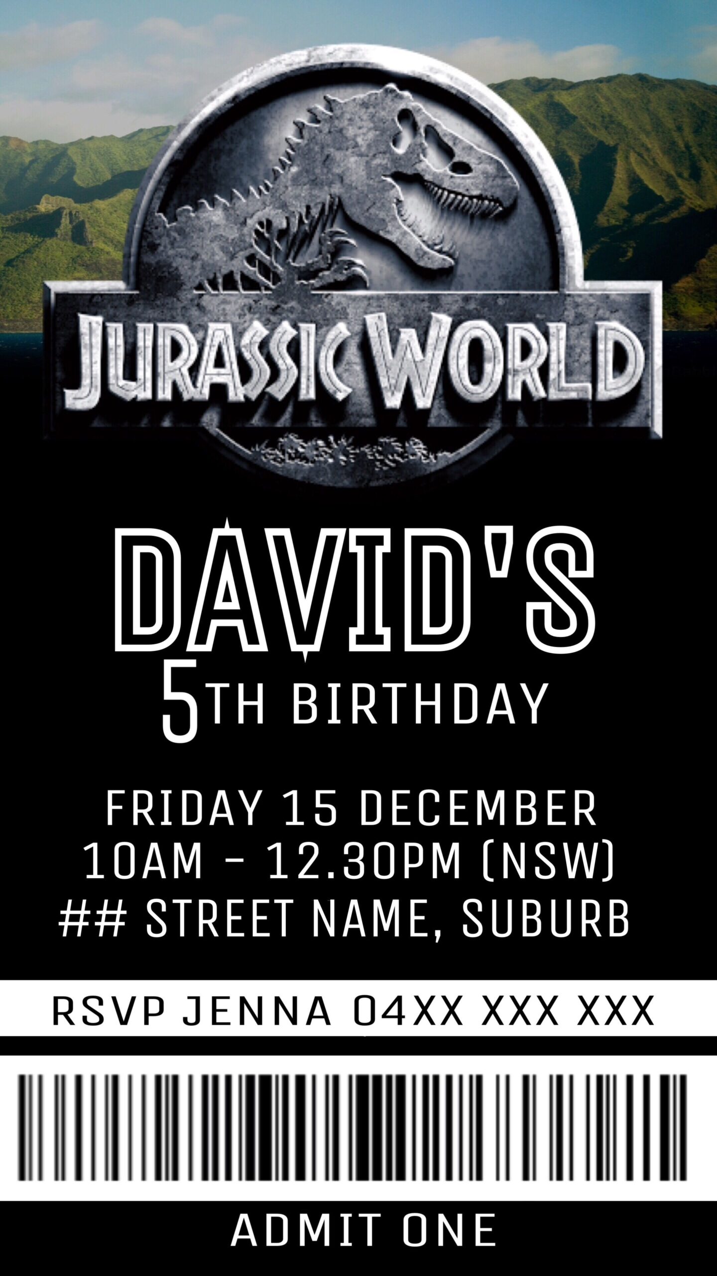 Jurassic World Party Invite Jurassic Park Birthday Jurassic Park 