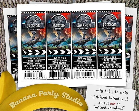 Jurassic World Ticket Invitation Jurassic World Invite Jurassic World 