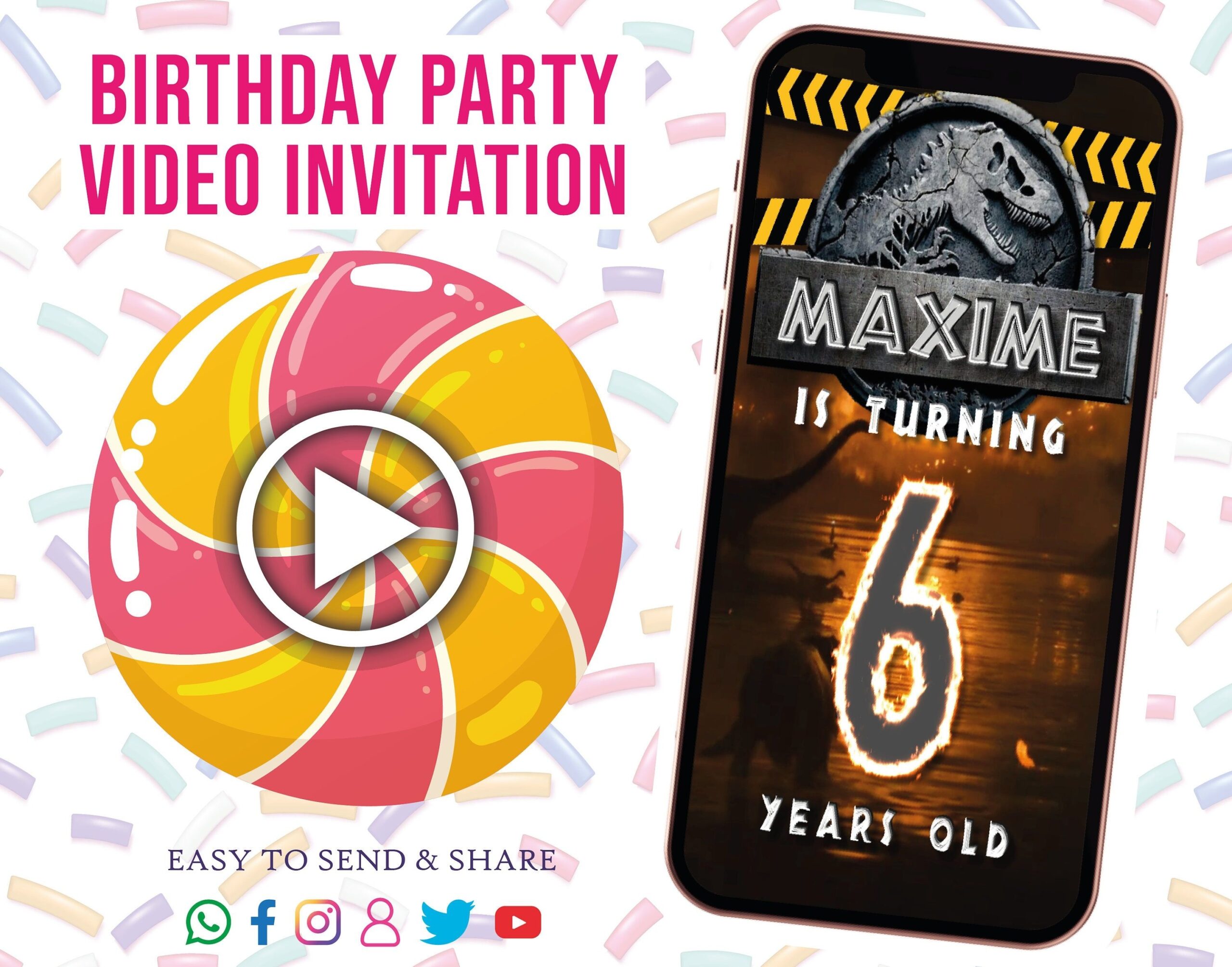 Jurassic World Video Invitation Jurassic World Birthday Invitation