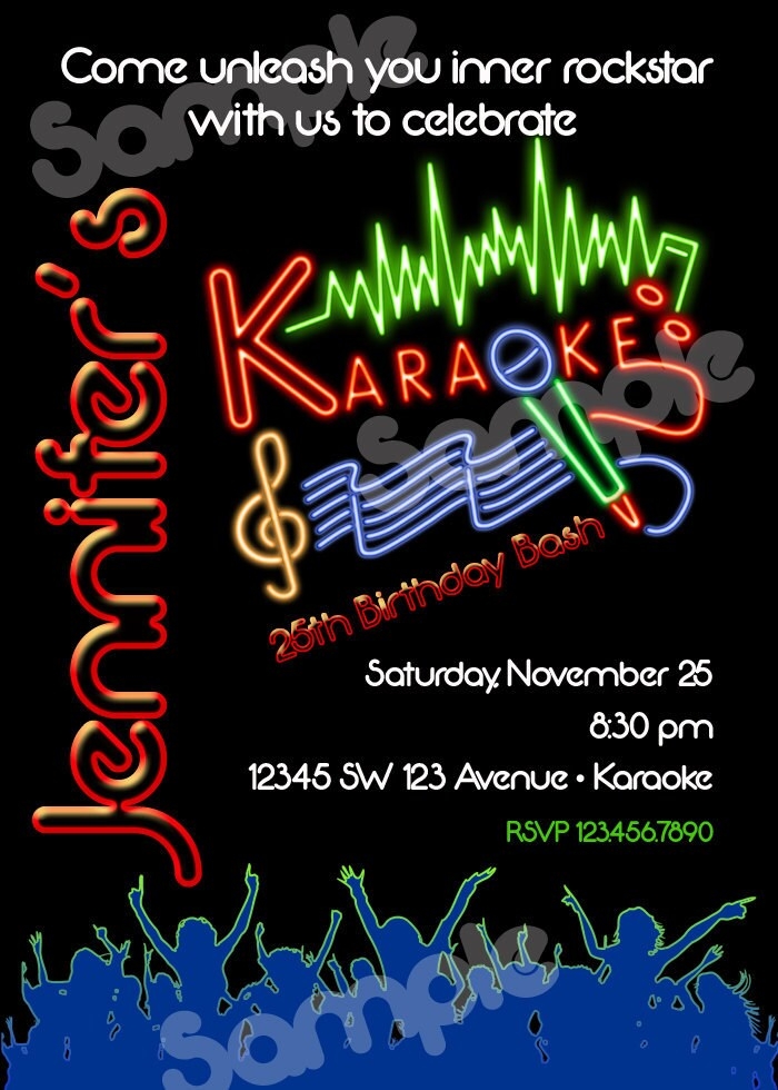 Karaoke Birthday Invitation Printable File DIY By Artisacreations