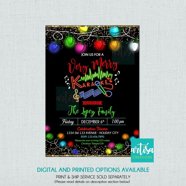Karaoke Birthday Invitation Very Merry Karaoke Invitation Christmas 
