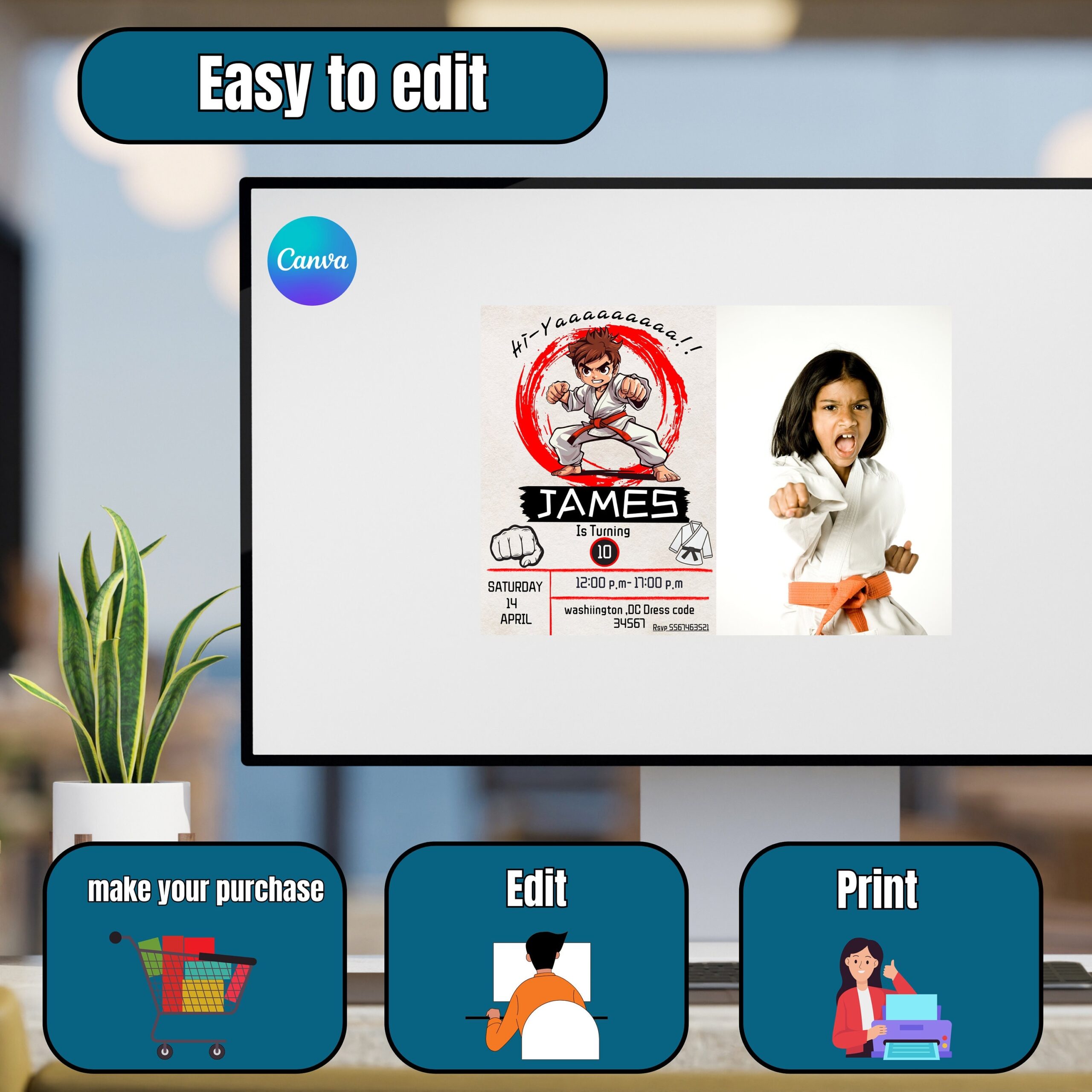 Karate Invitation Birthday Template Karate Invitation Customizable 