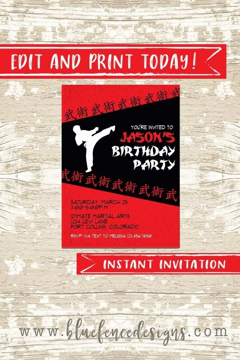 Karate Party Invitation Template Cards Design Templates