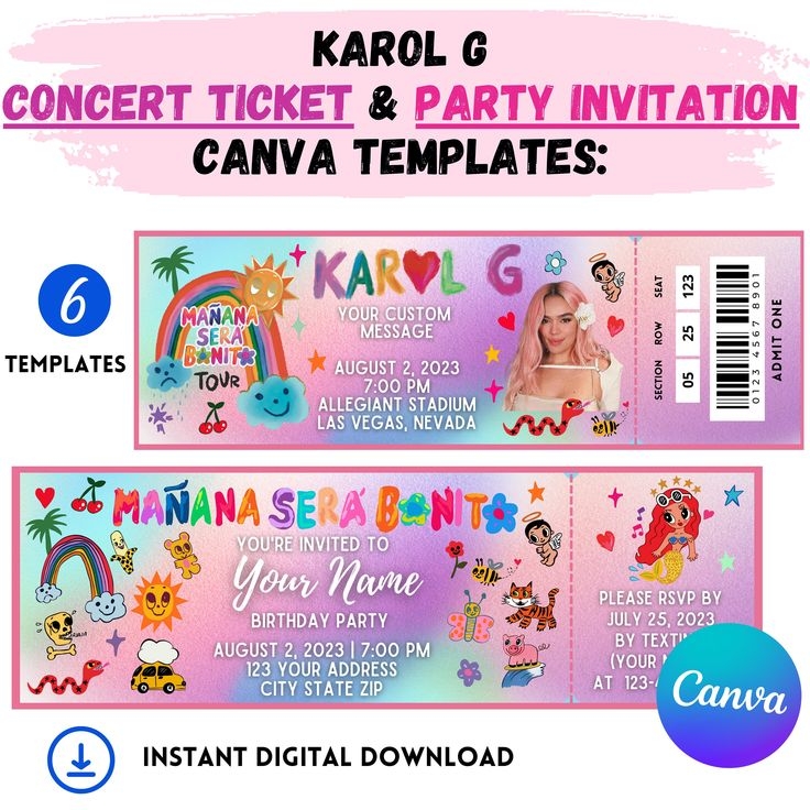 Karol G Ma ana Sera Bonito Concert Ticket Party Invitation Canva