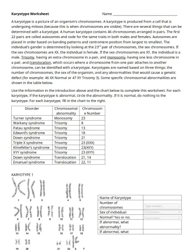 Karyotype Practice Interactive Worksheet Edform Worksheets Library