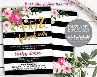 Kate Spade Birthday Invitation Template Cards Design Templates