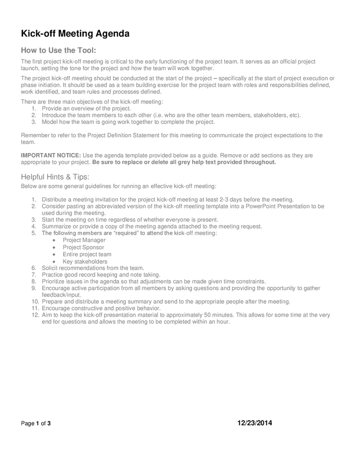 Kick Off Meeting Invitation Letter Infoupdate
