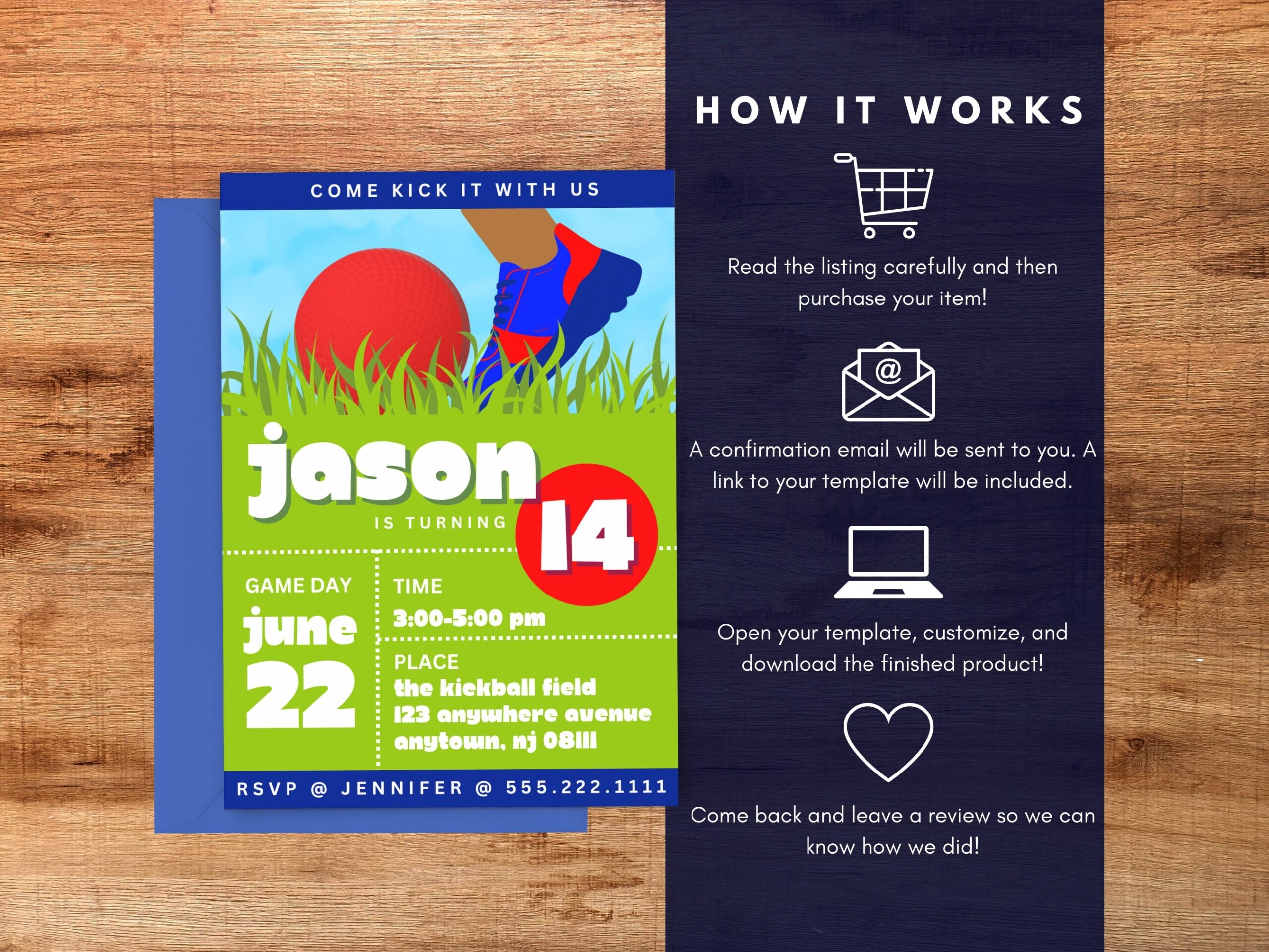 Kickball Birthday Invitation Template Editable 14th Birthday 