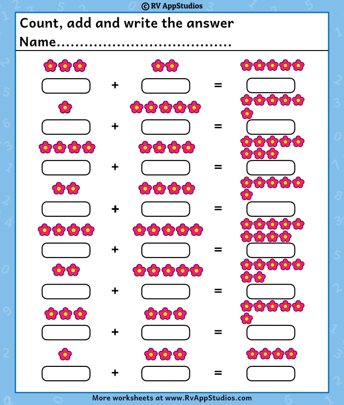 kindergarten addition worksheets with pictures