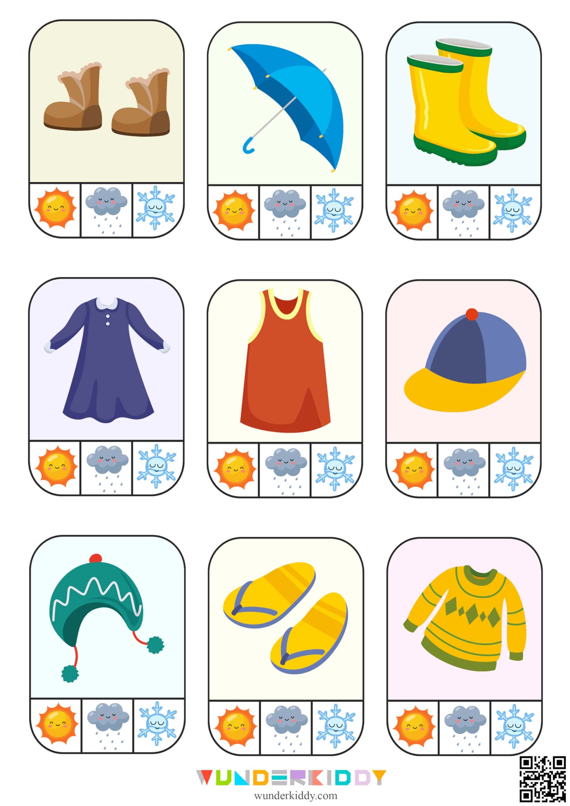 Kindergarten Clothes For Different Weather Worksheet