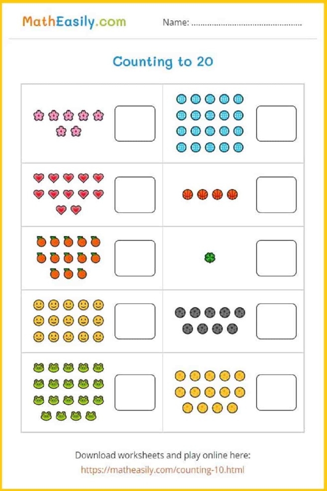 Kindergarten Counting Worksheets 1 20 Printable Kindergarten Worksheets