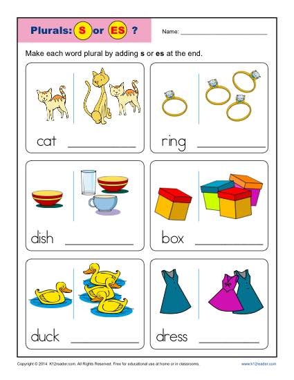 plural noun worksheet