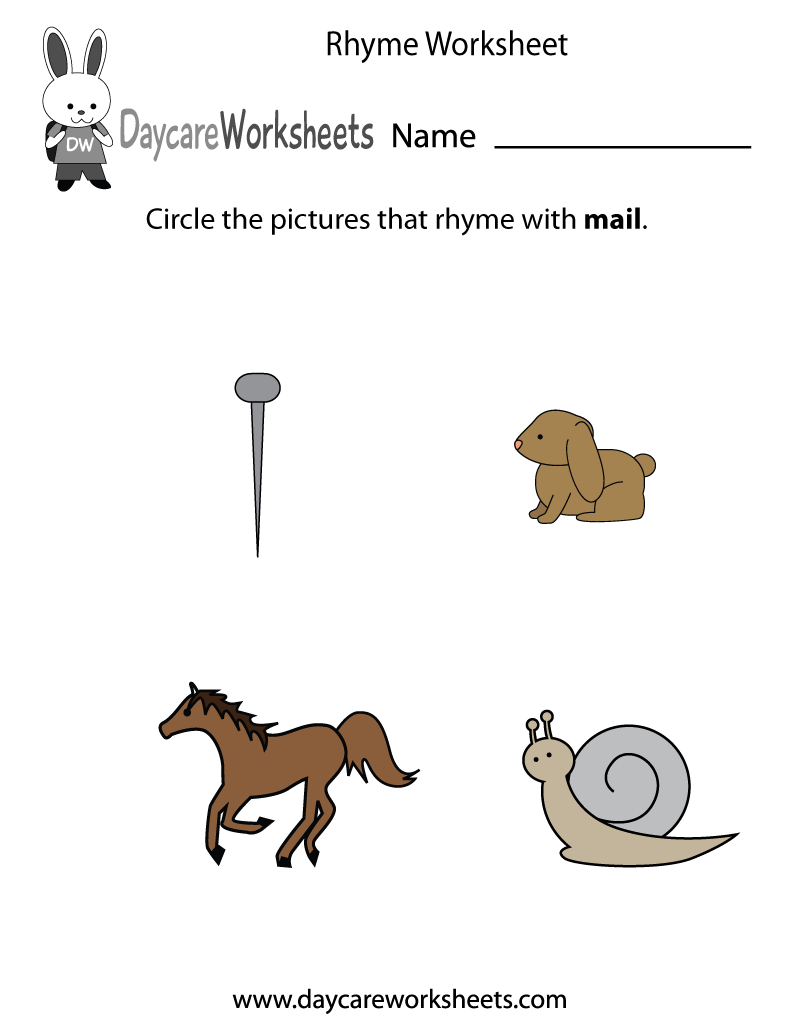 kindergarten rhyme worksheets