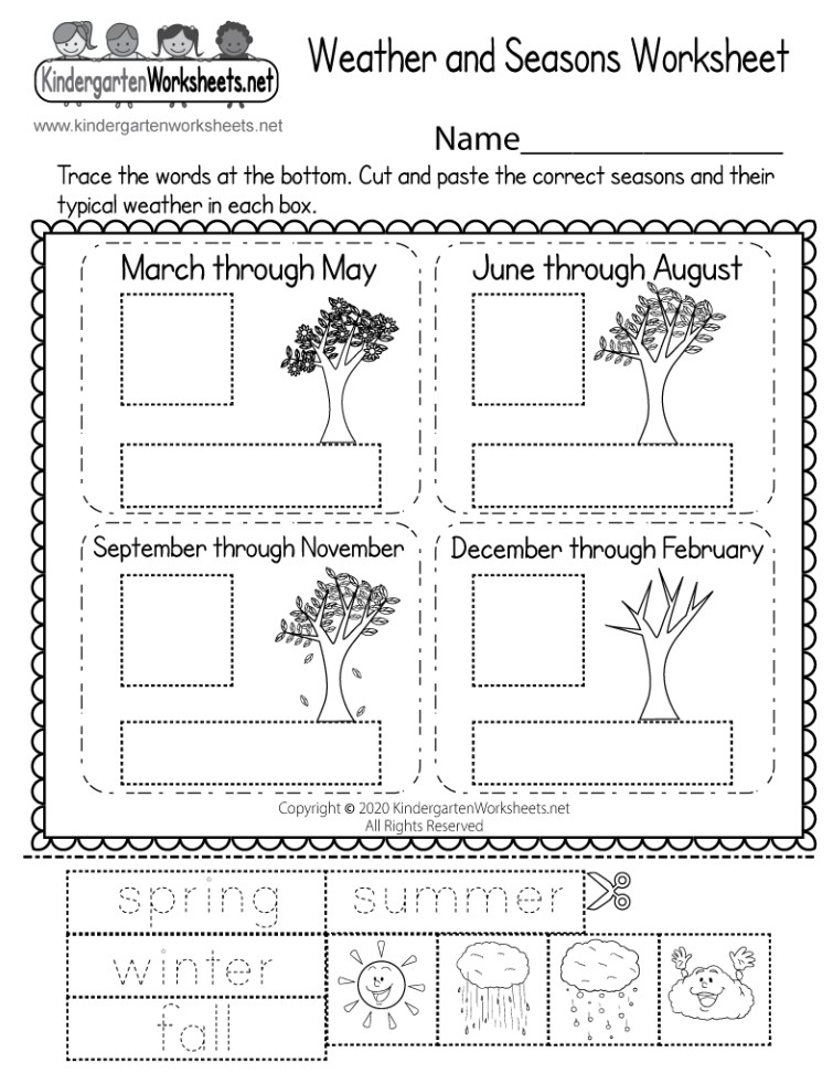 Kindergarten Science Worksheets Seasons Free Kindergarten Worksheets
