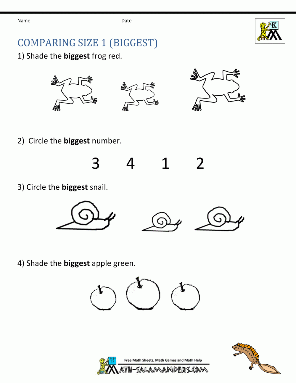 math worksheets for kindergarten printable