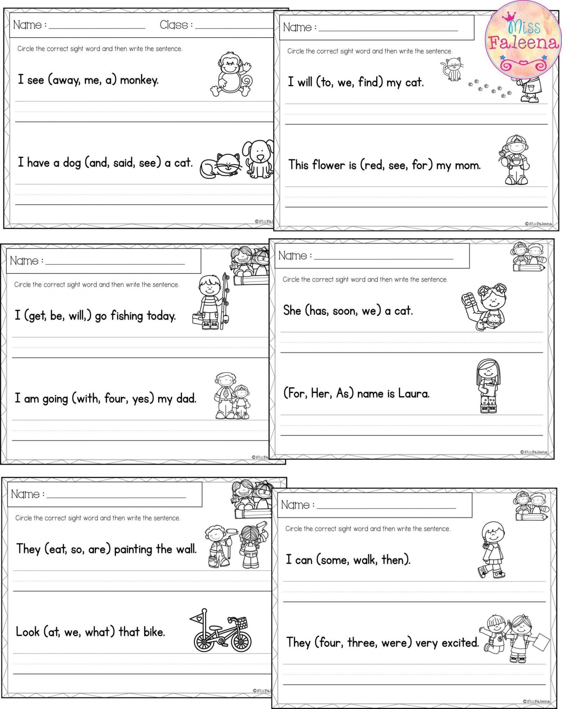 Kindergarten Writing Sentences Worksheets Db excel
