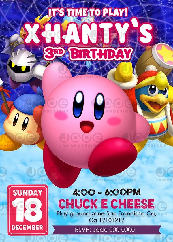 Kirby Birthday Invitation Template