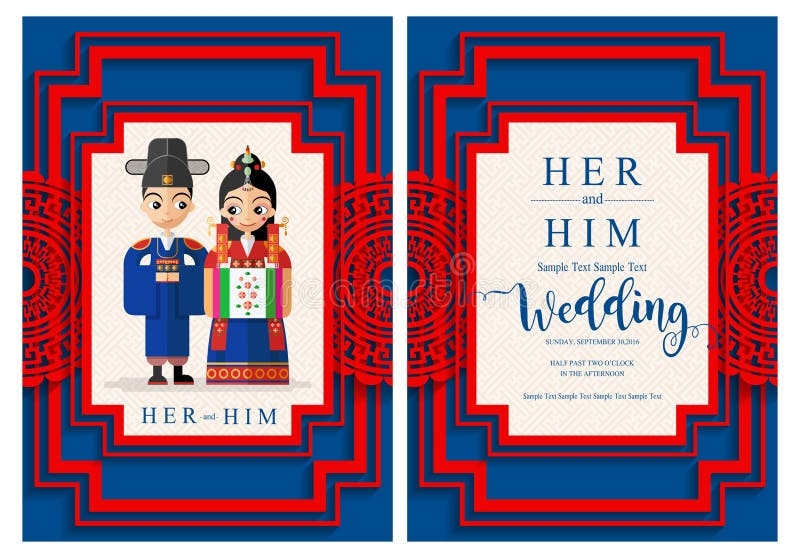 Korean Wedding Invitation Card Stock Vector Illustration Of Gold 