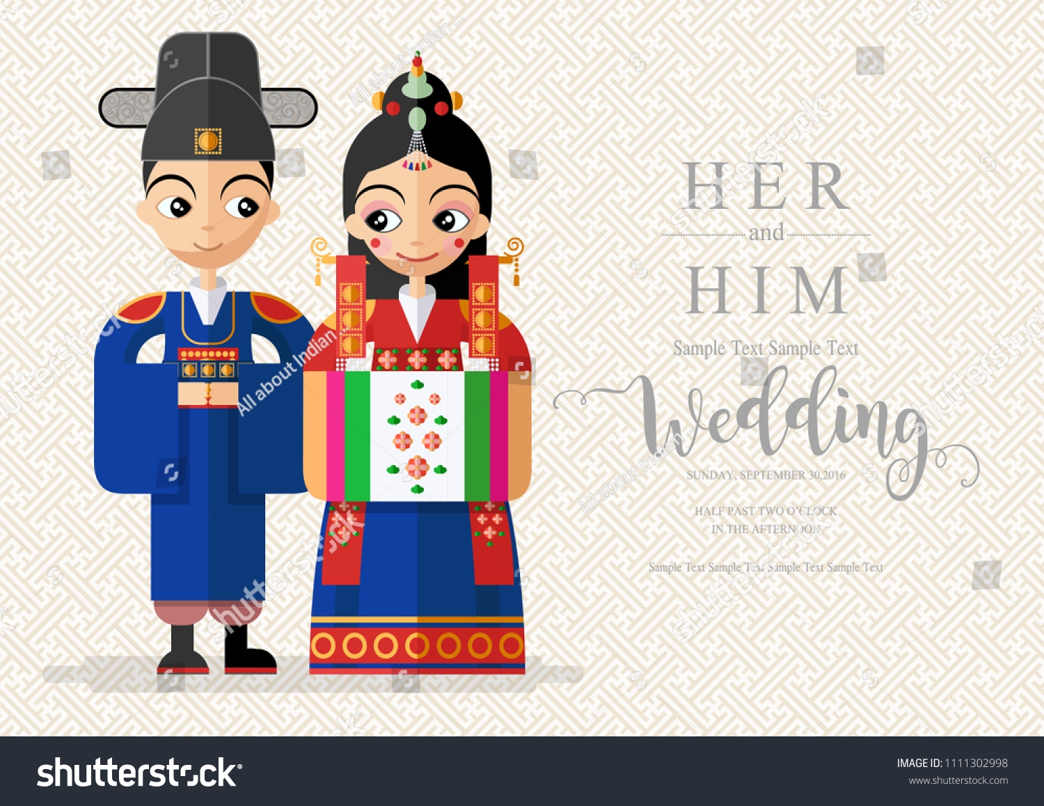 Korean Wedding Invitation Card Templates Bride Stock Vector Royalty 
