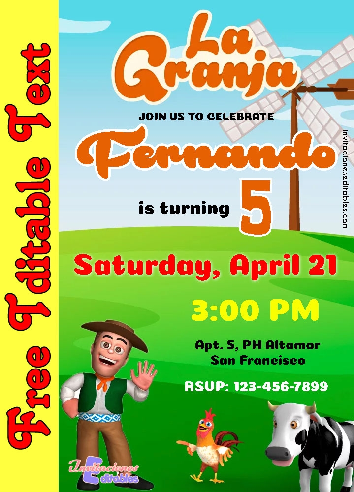La Granja De Zenon Invitation Template Free