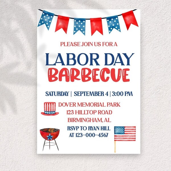 Labor Day Invite Etsy