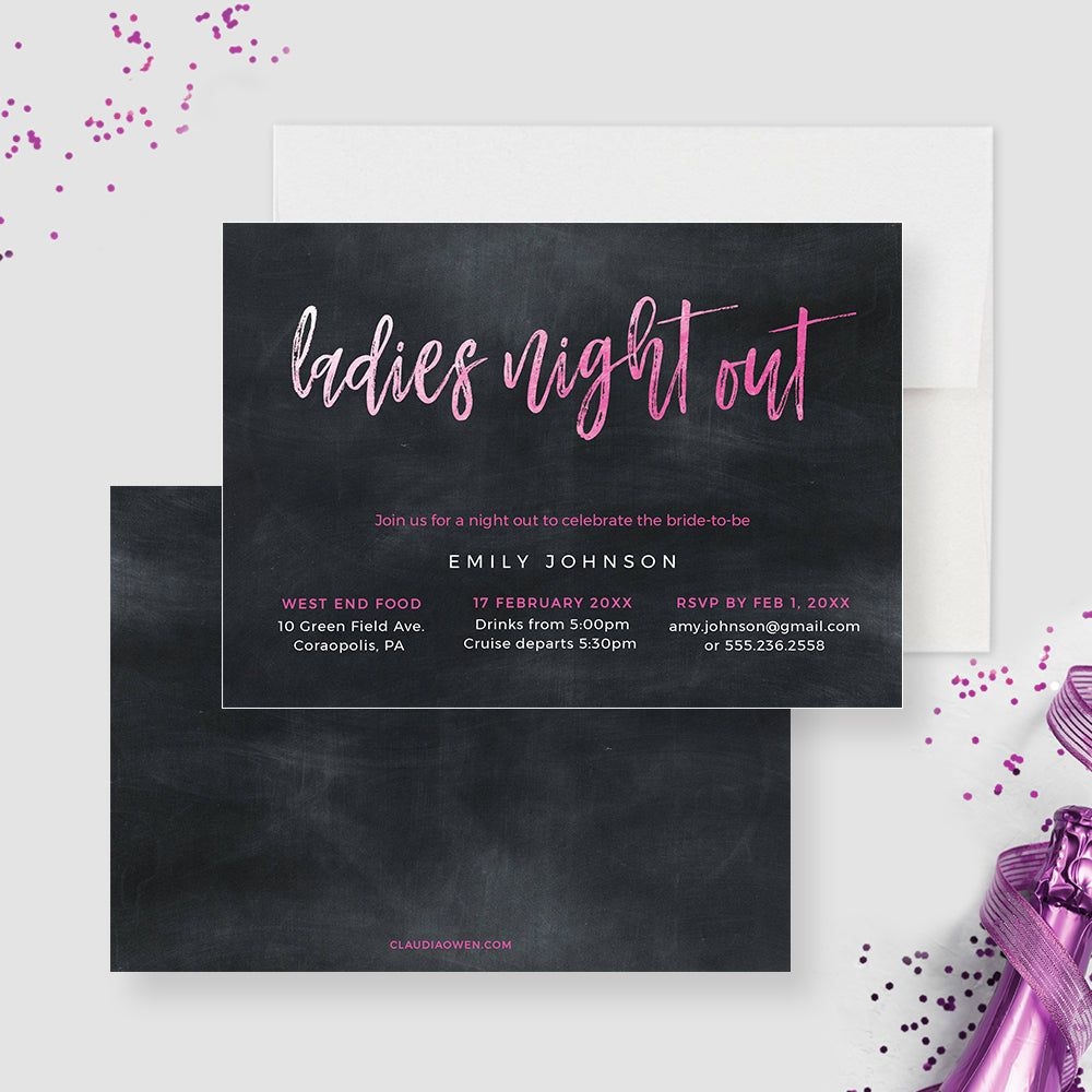 Ladies Night Out Birthday Party Invitation Bridal Shower Invites 