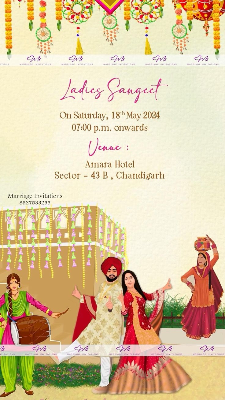 Ladies Sangeet Invitation In Traditional Way Wedding Invitation Cards 