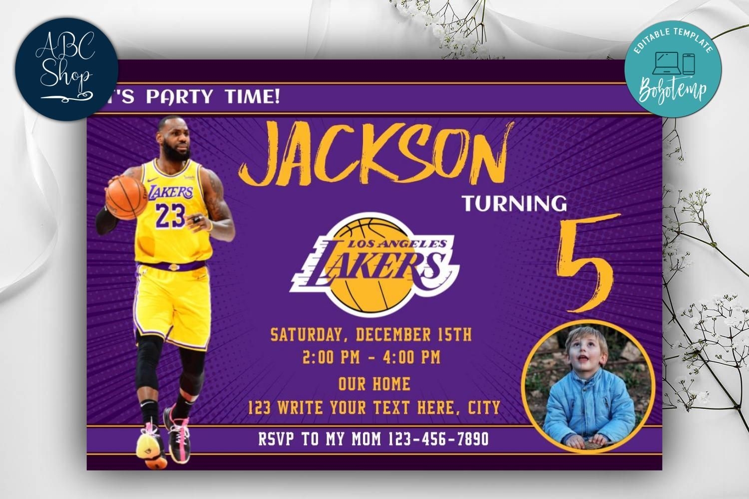 Lakers Birthday Invitation Template To Print At Home DIY Bobotemp