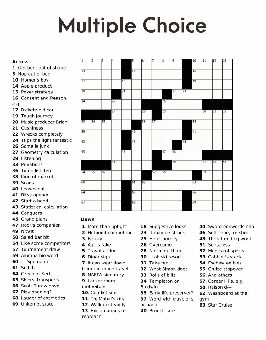 free crossword puzzles printable