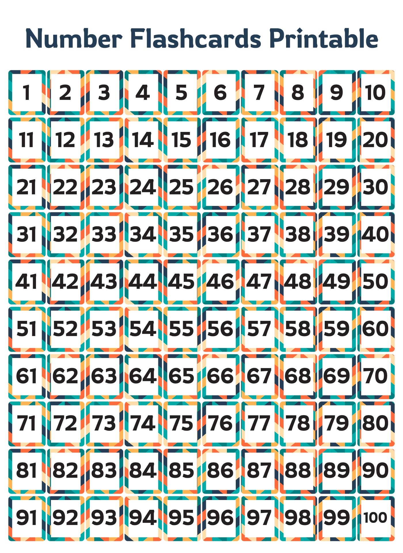 1-100 printable number cards