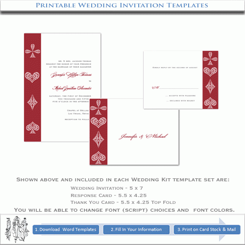 Las Vegas Wedding Invitations Templates DIY Printable Kits