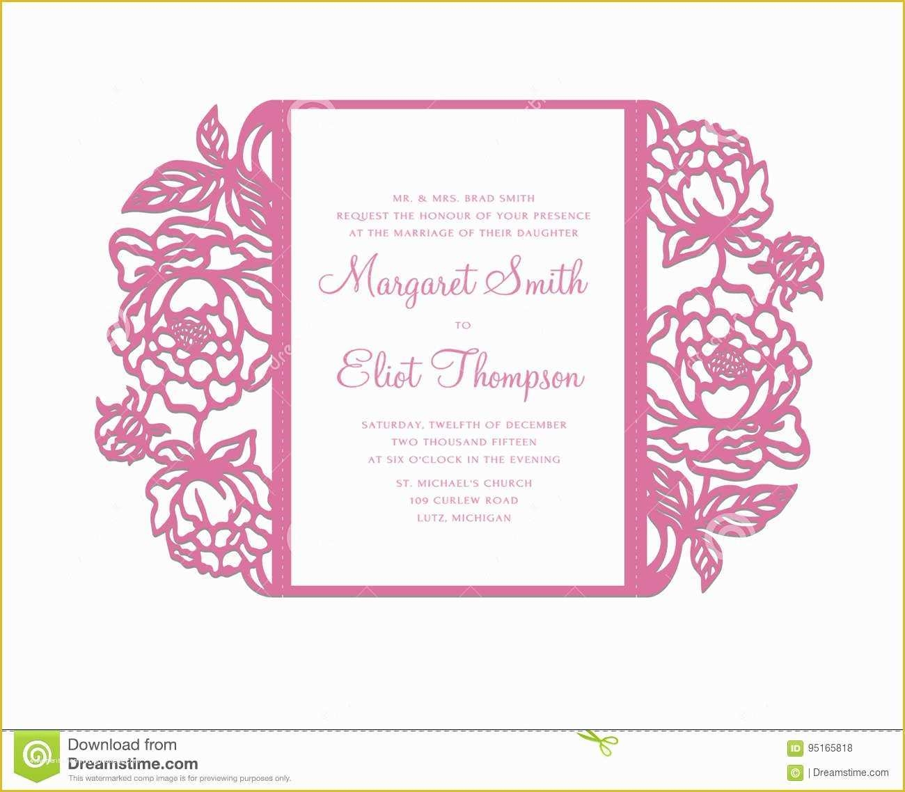 Laser Cut Templates Free Of Peonies Laser Cut Invitation Template Stock 