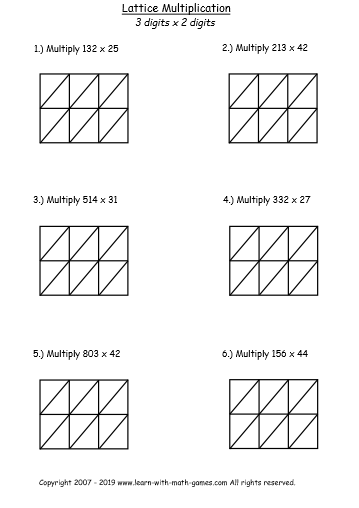Lattice Multiplication Worksheet Multiplication Worksheets