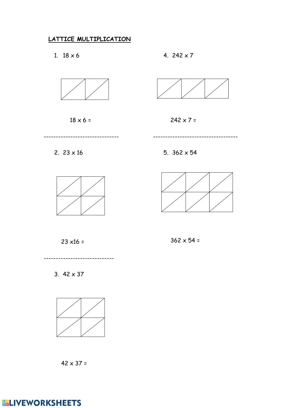 Lattice Multiplication Worksheets Pdf Printable Worksheets