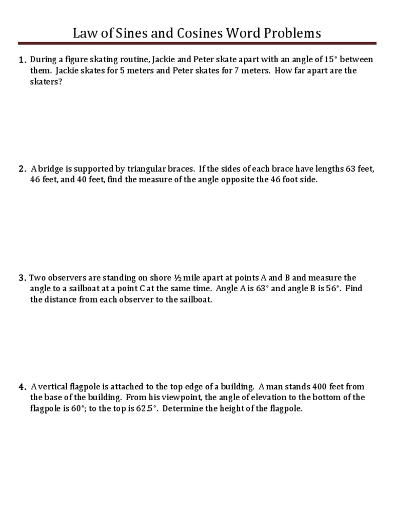 Law Of Sines And Cosines Worksheet With Key pdf Worksheets Library