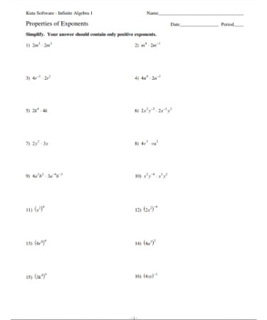 Laws Of Exponents Worksheet PDF Free Download PRINTABLE 