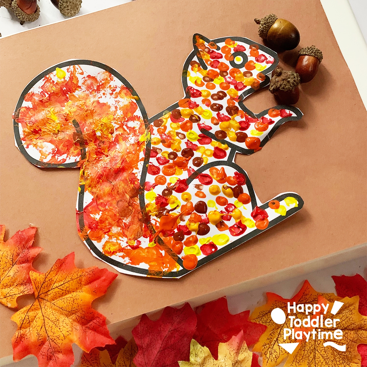 Leaf Printed Squirrel Craft Happy Toddler Playtime