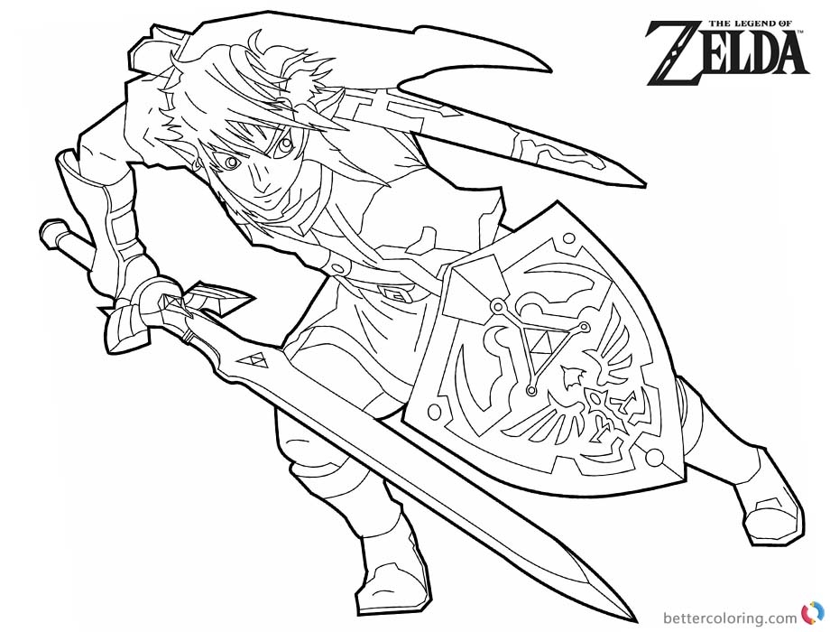 Legend Of Zelda Coloring Pages Black And White Free Printable 