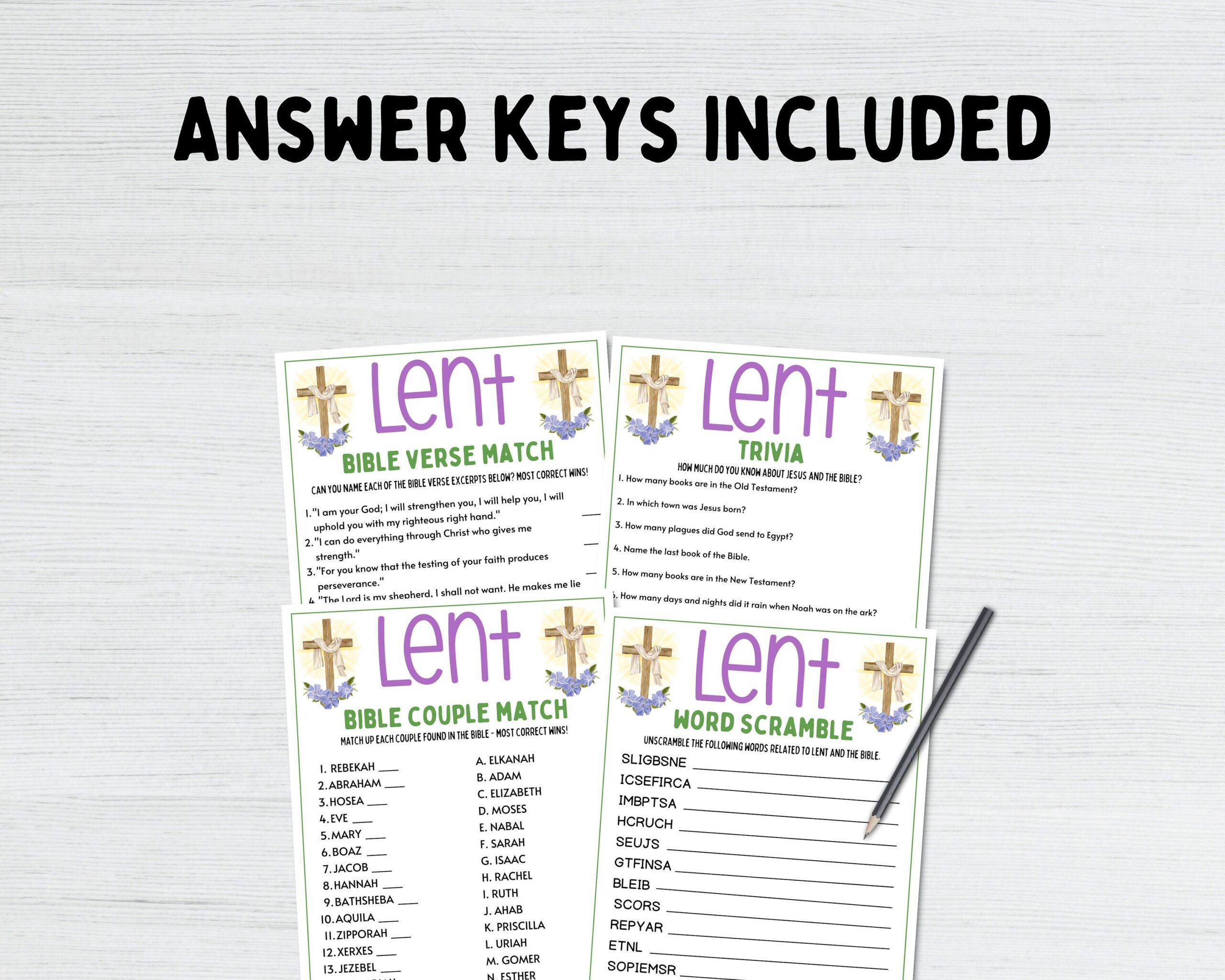 Lent Games Bundle Lenten Games Lent Activities Lent Church Games Bible 