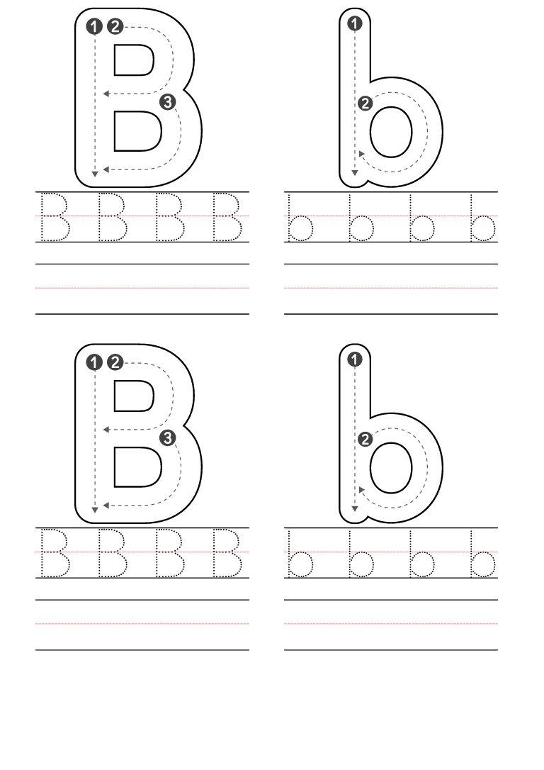 Letter B Lowercase Tracing Practice Worksheet Happy Bee Flying 