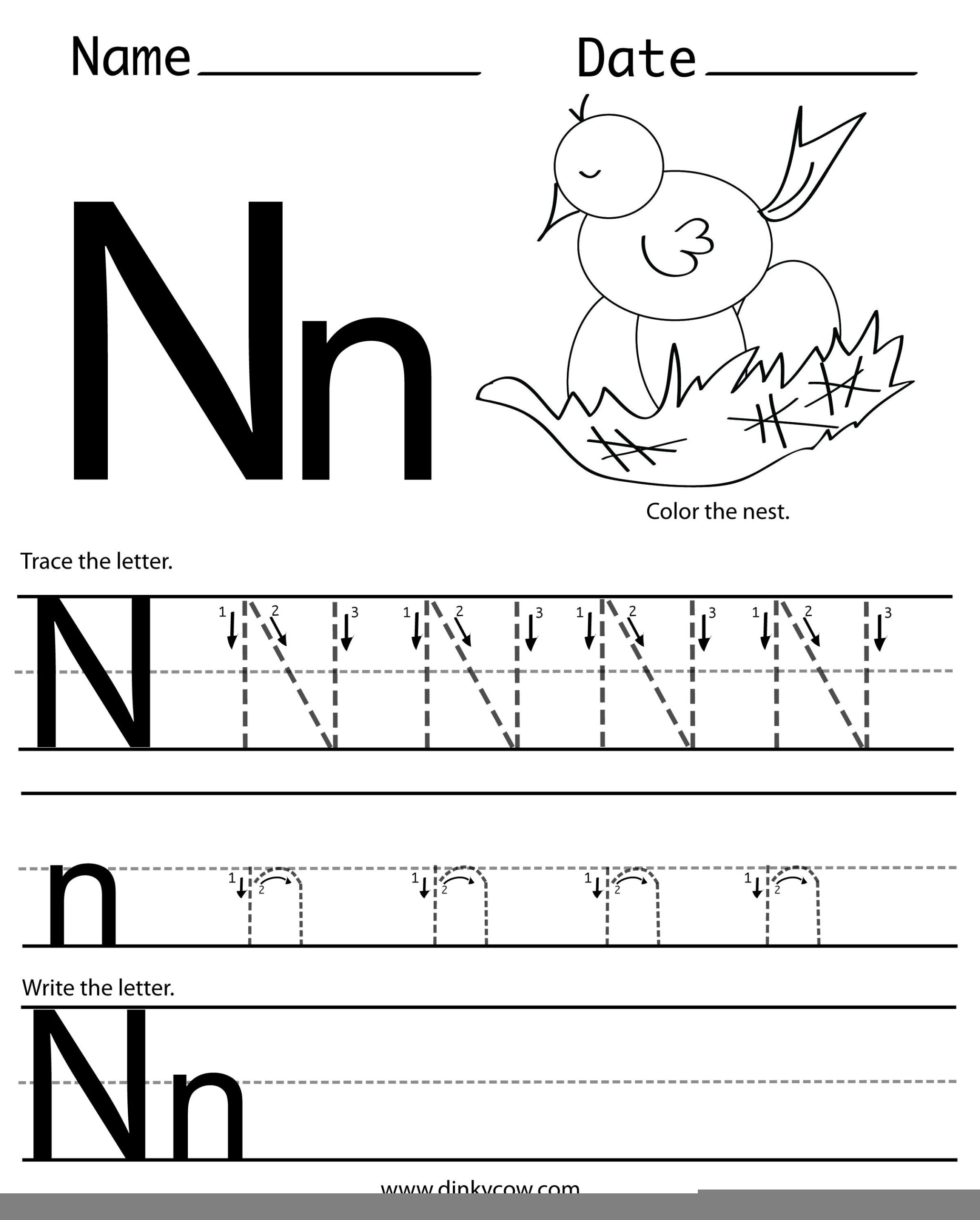 Letter N Worksheets For Preschoolers Worksheets Decoomo