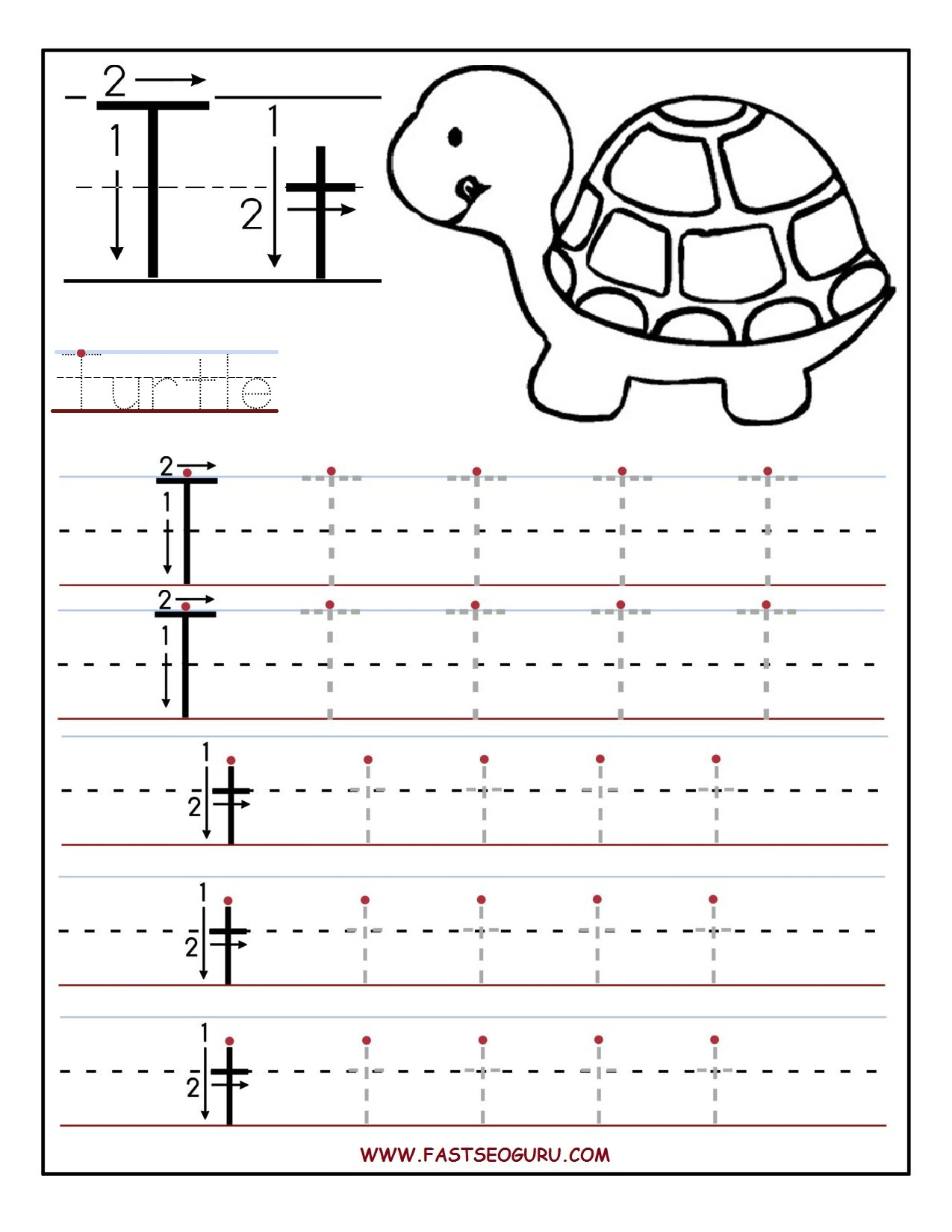Letter T Tracing Worksheet TracingLettersWorksheets