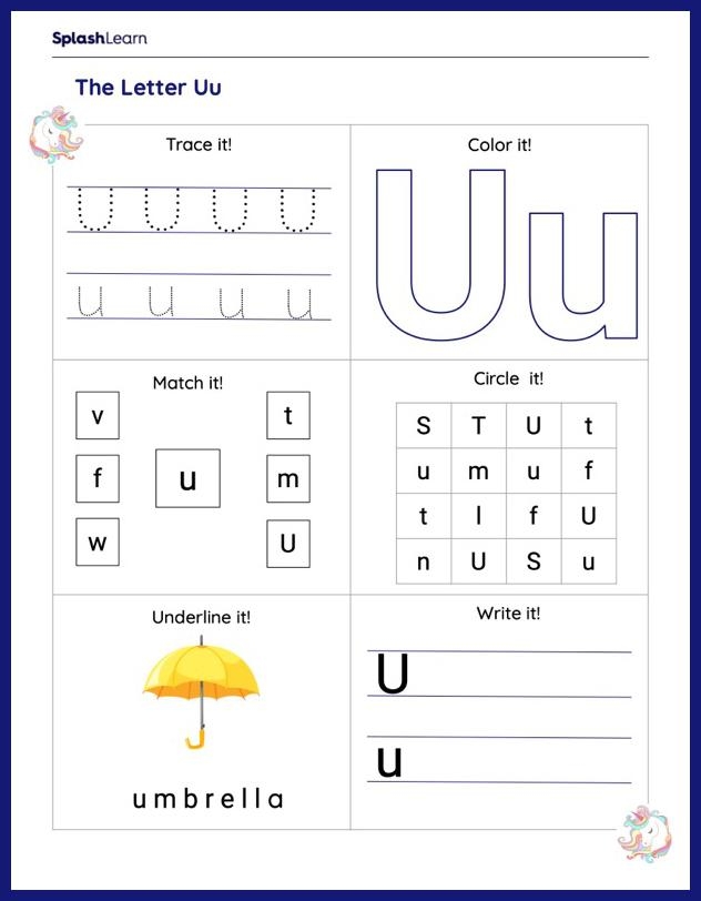 letter u worksheets for kindergarten