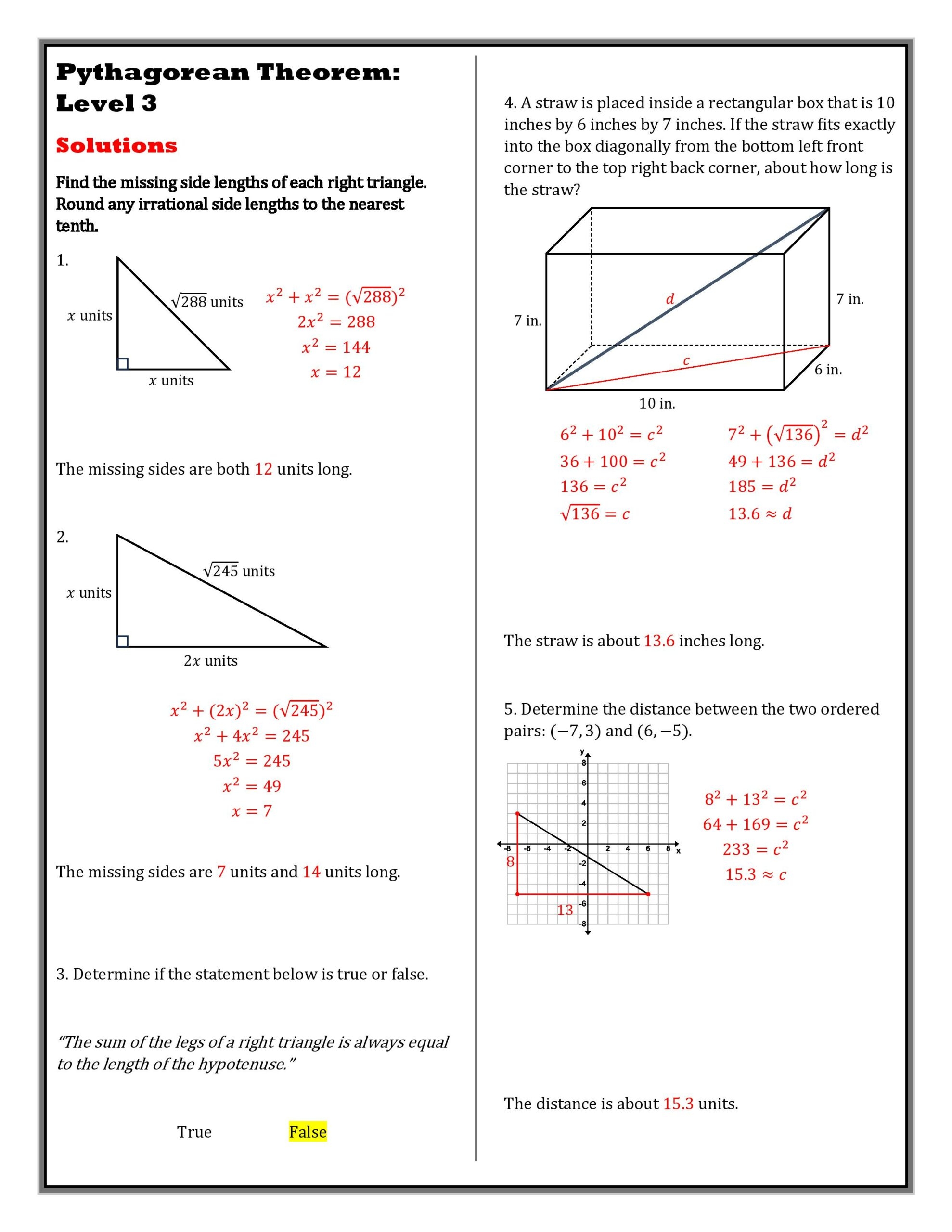 Level Ups 8th Grade Pythagorean Theorem Made By Teachers 