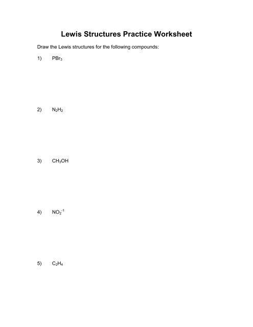 Lewis Structures Practice Worksheet